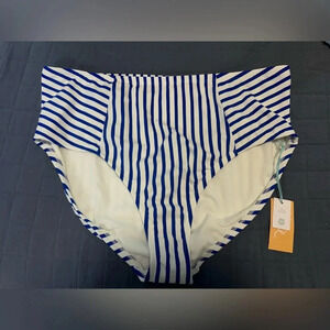 Blue & White Stripe high waist high swim Bottoms Plus Size NWT 20/22 #1176